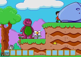 In-game screen of the game Barney's Hide & Seek Game on Sega Megadrive