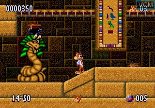 In-game screen of the game Bubsy II on Sega Megadrive