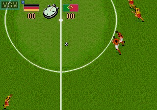 In-game screen of the game Champions World Class Soccer on Sega Megadrive