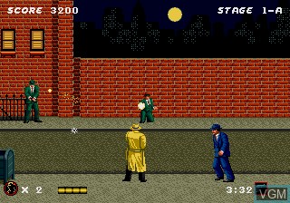 In-game screen of the game Dick Tracy on Sega Megadrive