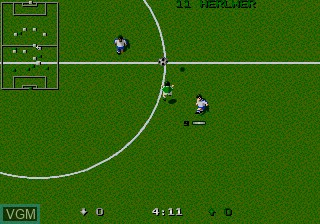 In-game screen of the game Dino Dini's Soccer on Sega Megadrive