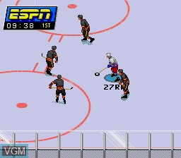 In-game screen of the game ESPN National Hockey Night on Sega Megadrive