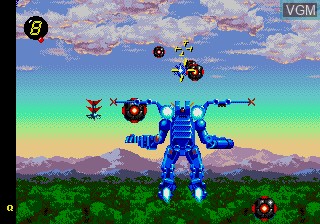 In-game screen of the game Exo-Squad on Sega Megadrive