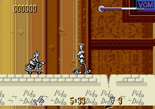 In-game screen of the game Fido Dido on Sega Megadrive