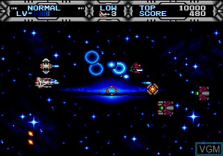 In-game screen of the game Gaiares on Sega Megadrive