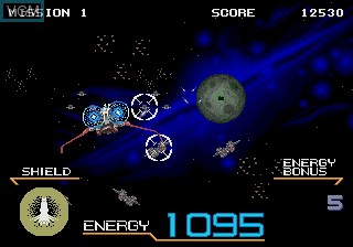 In-game screen of the game Galaxy Force II on Sega Megadrive