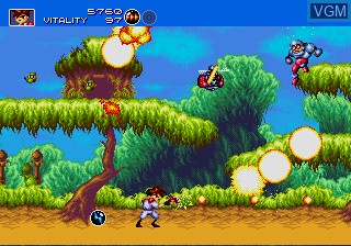 In-game screen of the game Gunstar Heroes on Sega Megadrive