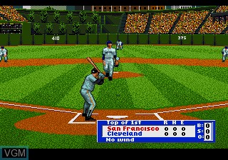 In-game screen of the game Hardball '95 on Sega Megadrive