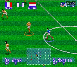 In-game screen of the game International Superstar Soccer Deluxe on Sega Megadrive