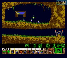 In-game screen of the game Lemmings on Sega Megadrive