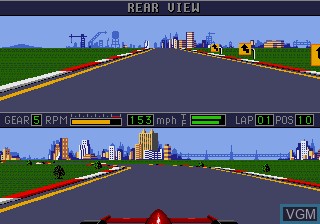 In-game screen of the game Mario Andretti Racing on Sega Megadrive