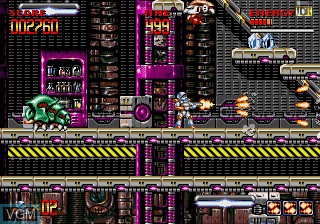 In-game screen of the game Mega Turrican on Sega Megadrive