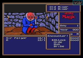 In-game screen of the game Might and Magic - Gates to Another World on Sega Megadrive