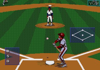 In-game screen of the game MLBPA Baseball on Sega Megadrive