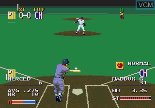 In-game screen of the game Sports Talk Baseball on Sega Megadrive