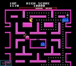 In-game screen of the game Ms. Pac-Man on Sega Megadrive