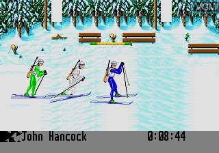 In-game screen of the game Winter Olympics - Lillehammer '94 on Sega Megadrive