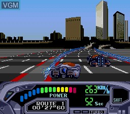 In-game screen of the game OutRun 2019 on Sega Megadrive