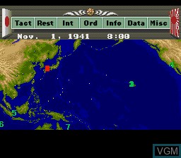 In-game screen of the game P.T.O. - Pacific Theater of Operations on Sega Megadrive