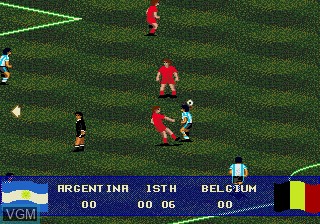 In-game screen of the game Pele's World Tournament Soccer on Sega Megadrive