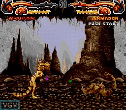 In-game screen of the game Primal Rage on Sega Megadrive