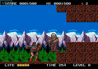 In-game screen of the game Rastan Saga II on Sega Megadrive