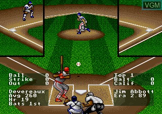 In-game screen of the game R.B.I. Baseball 4 on Sega Megadrive