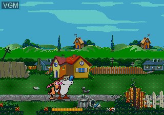 In-game screen of the game Ren and Stimpy Show, The - Stimpy's Invention on Sega Megadrive
