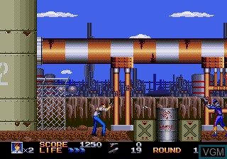 In-game screen of the game Rolling Thunder 3 on Sega Megadrive