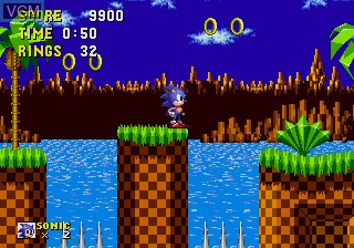 In-game screen of the game Sonic the Hedgehog on Sega Megadrive