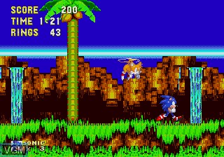 In-game screen of the game Sonic the Hedgehog 3 on Sega Megadrive