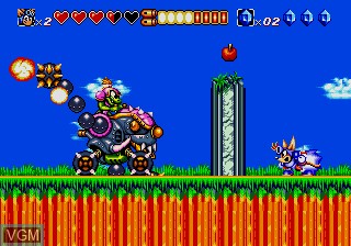 In-game screen of the game Sparkster on Sega Megadrive