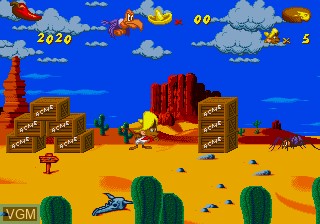 In-game screen of the game Cheese Cat-Astrophe Starring Speedy Gonzales on Sega Megadrive