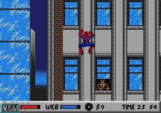 In-game screen of the game Spider-Man vs The Kingpin on Sega Megadrive