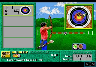 In-game screen of the game Summer Challenge on Sega Megadrive