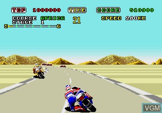 In-game screen of the game Super Hang-On on Sega Megadrive