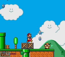 In-game screen of the game Super Mario World on Sega Megadrive