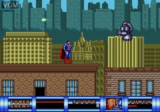 In-game screen of the game Superman on Sega Megadrive