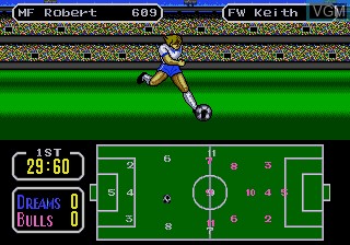 In-game screen of the game Tecmo Cup Football Game on Sega Megadrive