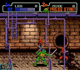In-game screen of the game Teenage Mutant Ninja Turtles - The Hyperstone Heist on Sega Megadrive