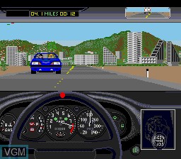 In-game screen of the game Test Drive II - The Duel on Sega Megadrive