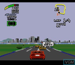 In-game screen of the game Top Gear 2 on Sega Megadrive