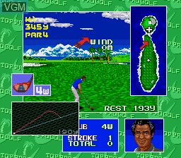 In-game screen of the game Top Pro Golf on Sega Megadrive