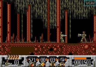 In-game screen of the game Universal Soldier on Sega Megadrive