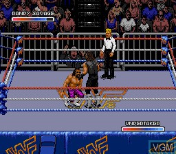 In-game screen of the game WWF Royal Rumble on Sega Megadrive