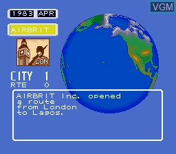In-game screen of the game Aerobiz on Sega Megadrive