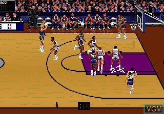 In-game screen of the game Bulls versus Blazers and the NBA Playoffs on Sega Megadrive
