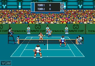 In-game screen of the game Davis Cup Tennis on Sega Megadrive