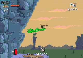 In-game screen of the game Desert Demolition Starring Road Runner and Wile E. Coyote on Sega Megadrive