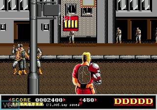 In-game screen of the game Dynamite Duke on Sega Megadrive